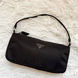 PRADA nylon black baguette
